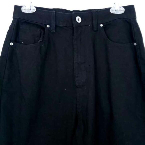 NEW Boohoo Tall Turn Up Cuff Mom Jeans Black Size 4 TALL High Waist 100% Cotton - Picture 3 of 8